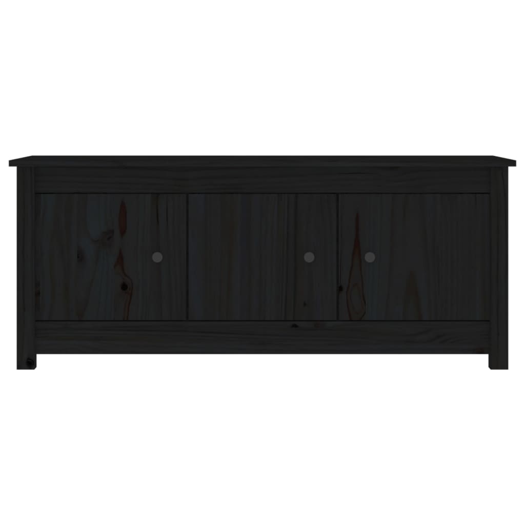 fekete tömör fenyőfa cipősszekrény 110 x 38 x 45,5 cm