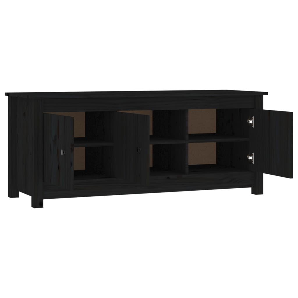 fekete tömör fenyőfa cipősszekrény 110 x 38 x 45,5 cm