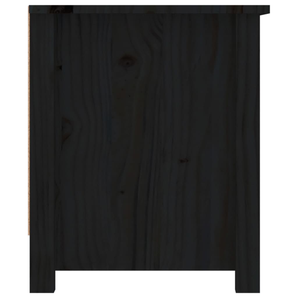fekete tömör fenyőfa cipősszekrény 110 x 38 x 45,5 cm