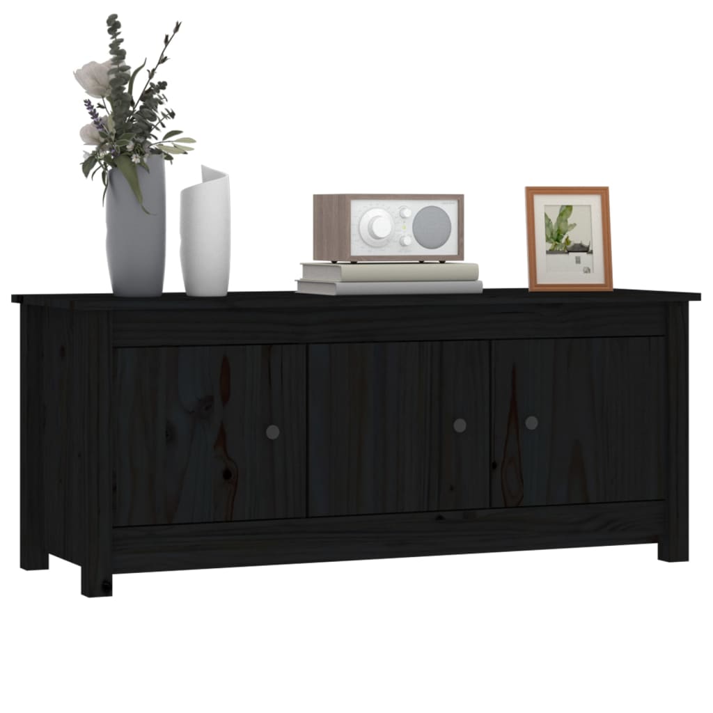 fekete tömör fenyőfa cipősszekrény 110 x 38 x 45,5 cm