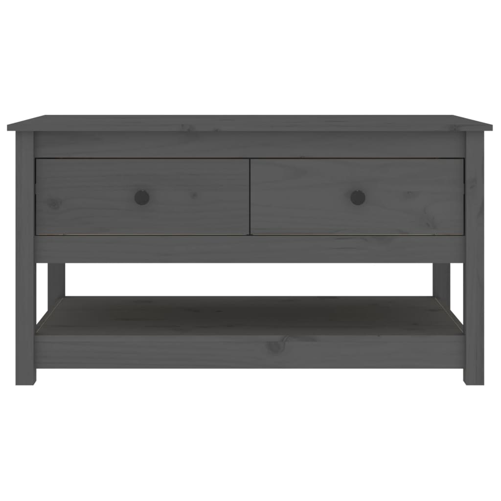 szürke tömör fenyőfa dohányzóasztal 102 x 49 x 55 cm