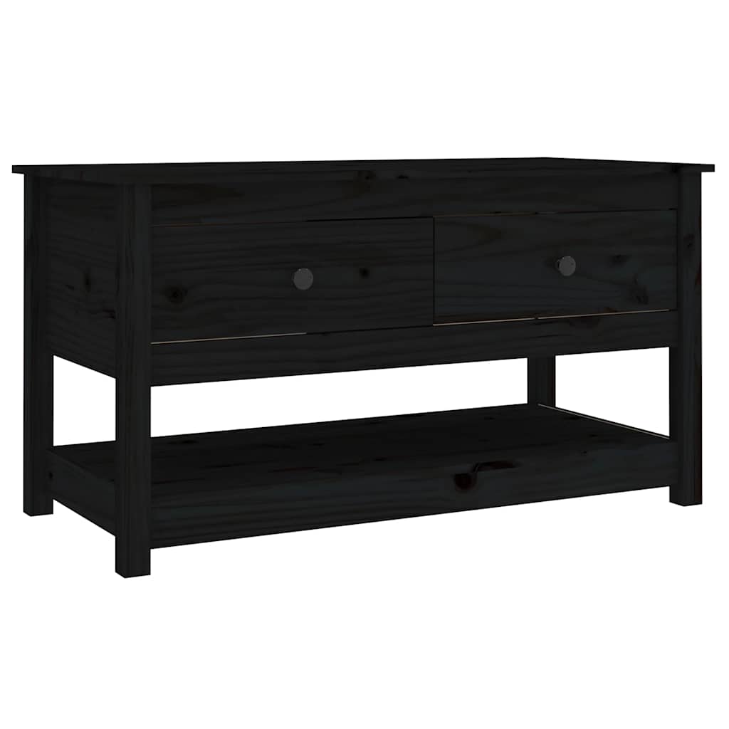 fekete tömör fenyőfa dohányzóasztal 102 x 49 x 55 cm