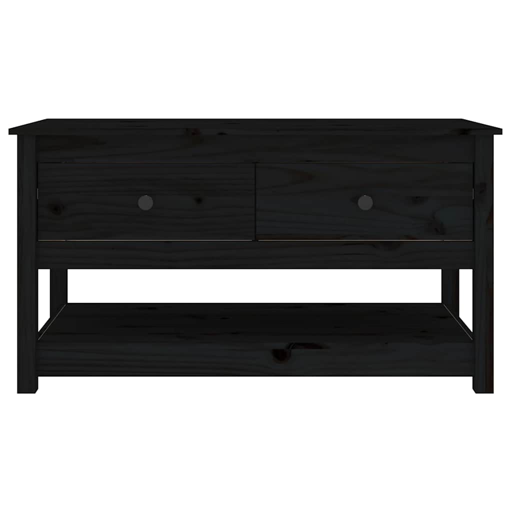 fekete tömör fenyőfa dohányzóasztal 102 x 49 x 55 cm