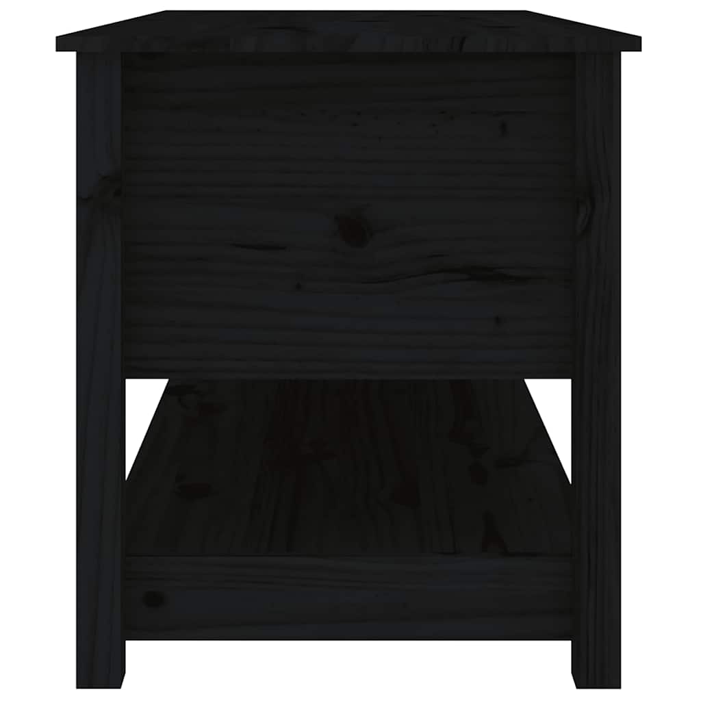 fekete tömör fenyőfa dohányzóasztal 102 x 49 x 55 cm