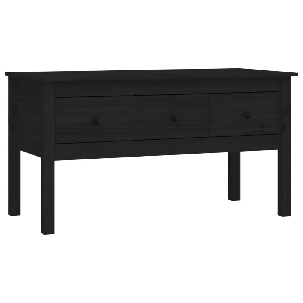 fekete tömör fenyőfa dohányzóasztal 102 x 49 x 55 cm