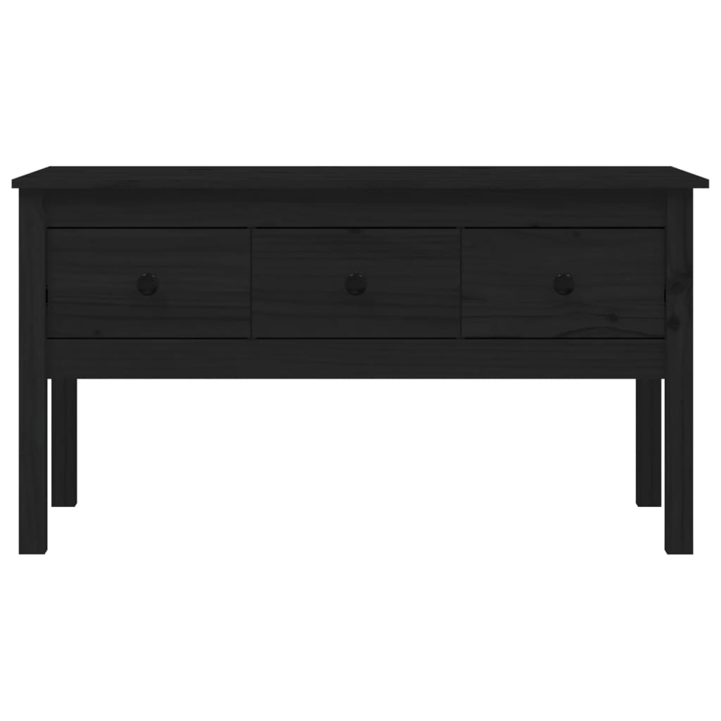 fekete tömör fenyőfa dohányzóasztal 102 x 49 x 55 cm