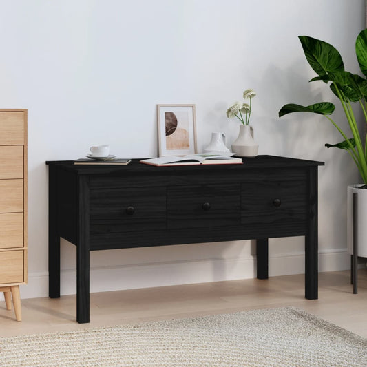fekete tömör fenyőfa dohányzóasztal 102 x 49 x 55 cm