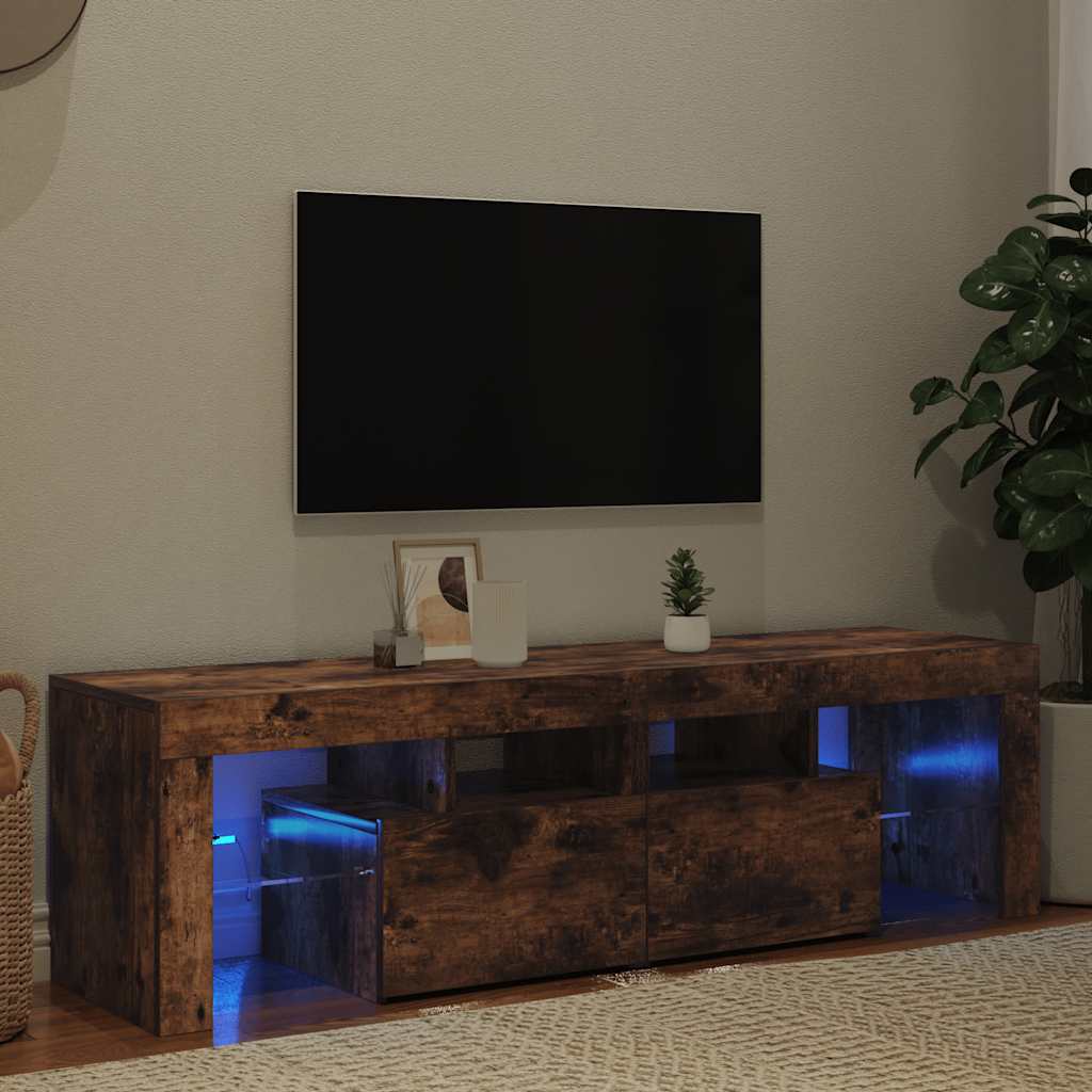 füstös tölgy színű TV-szekrény LED-lámpákkal 140 x 36,5 x 40 cm