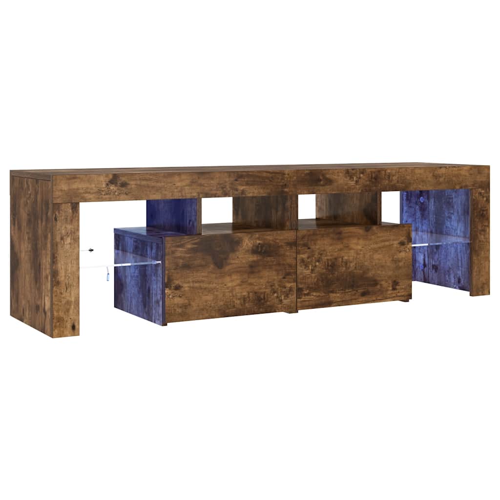 füstös tölgy színű TV-szekrény LED-lámpákkal 140 x 36,5 x 40 cm