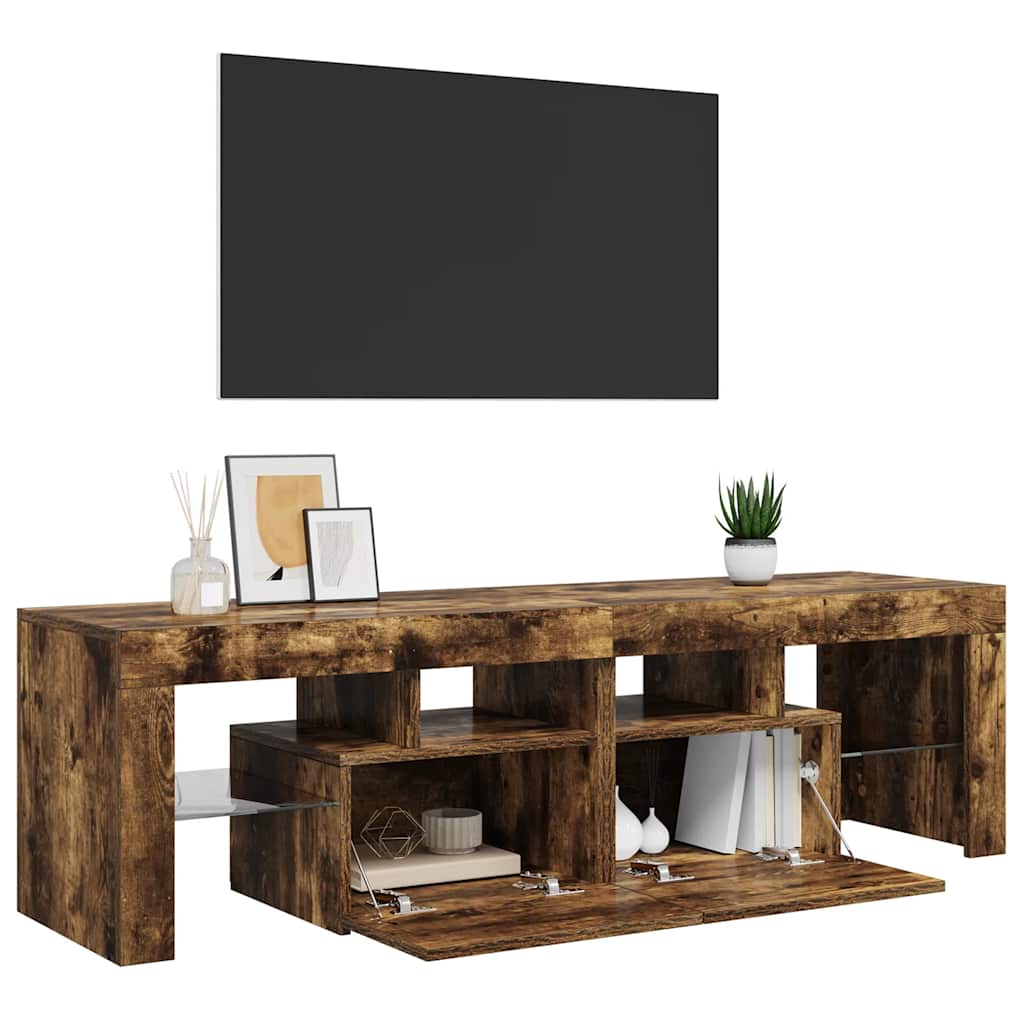 füstös tölgy színű TV-szekrény LED-lámpákkal 140 x 36,5 x 40 cm