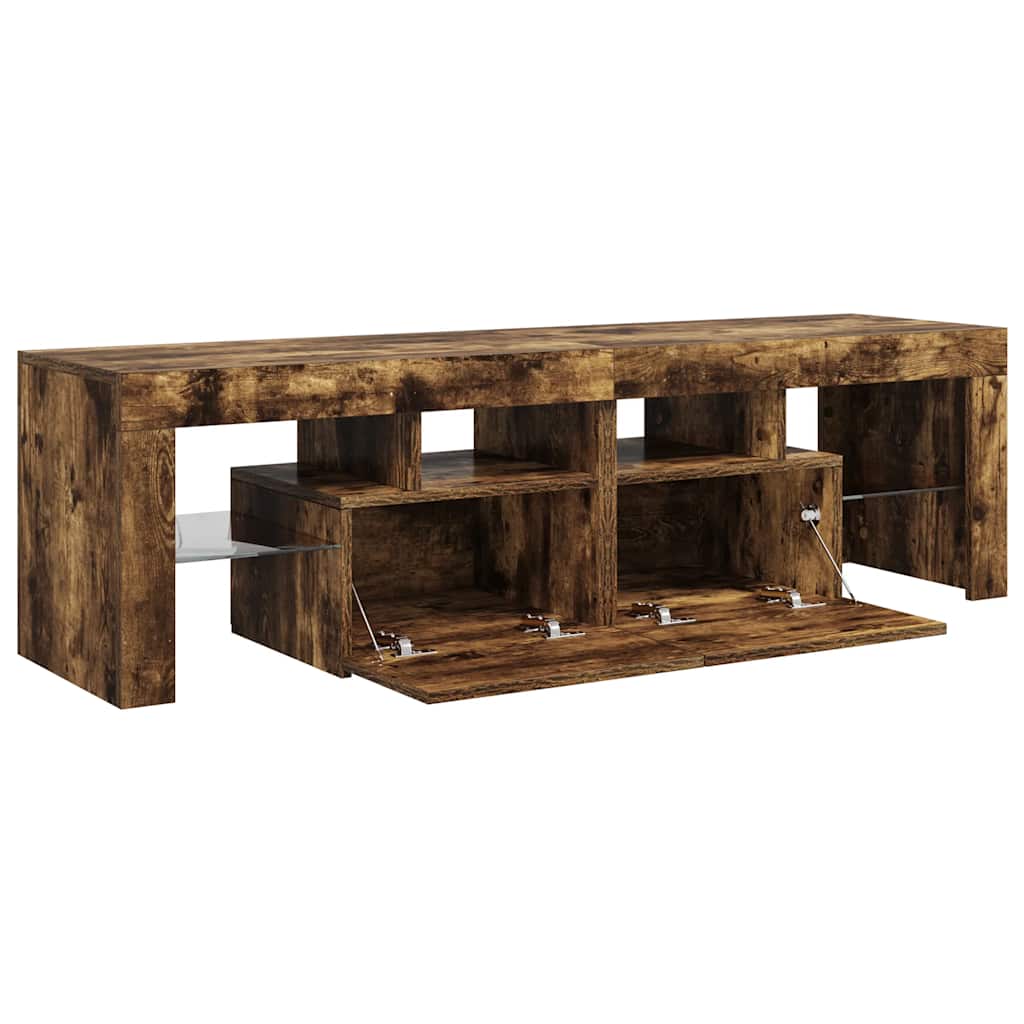 füstös tölgy színű TV-szekrény LED-lámpákkal 140 x 36,5 x 40 cm