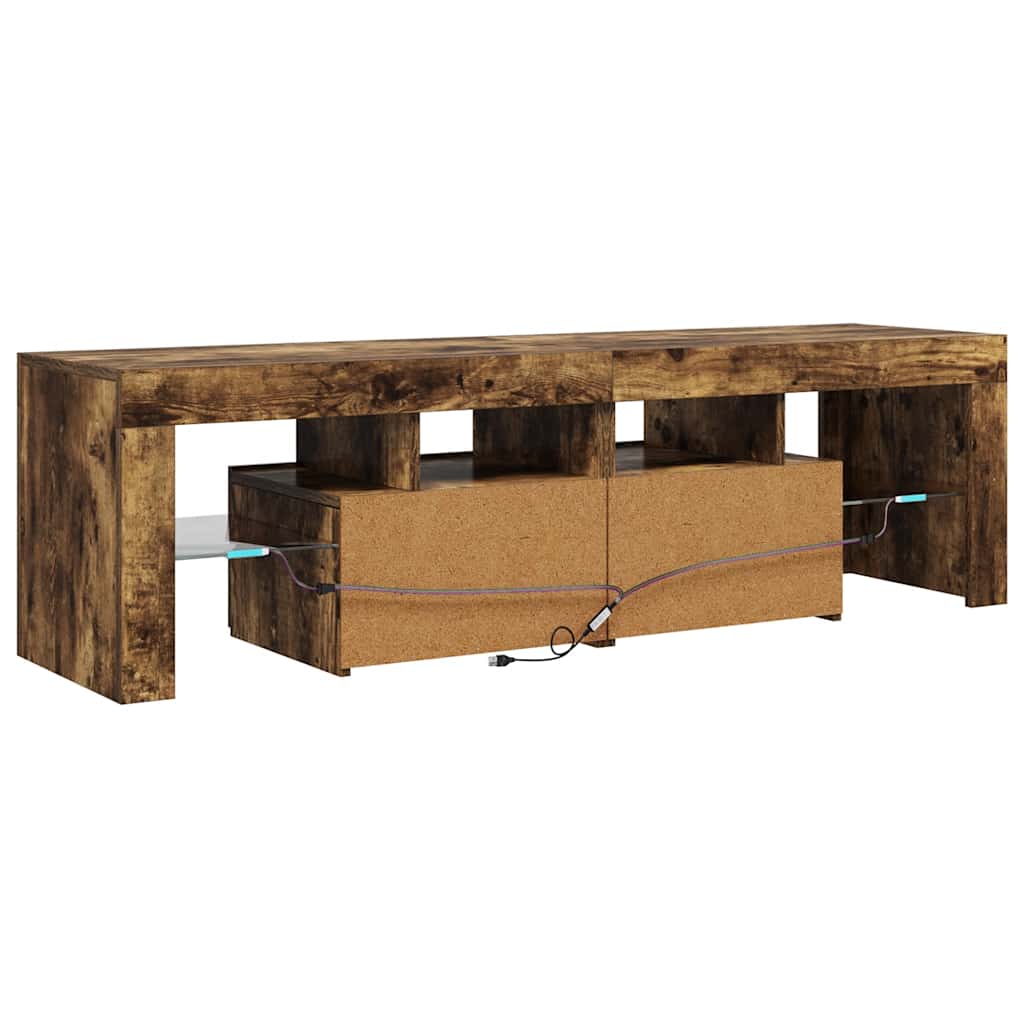 füstös tölgy színű TV-szekrény LED-lámpákkal 140 x 36,5 x 40 cm