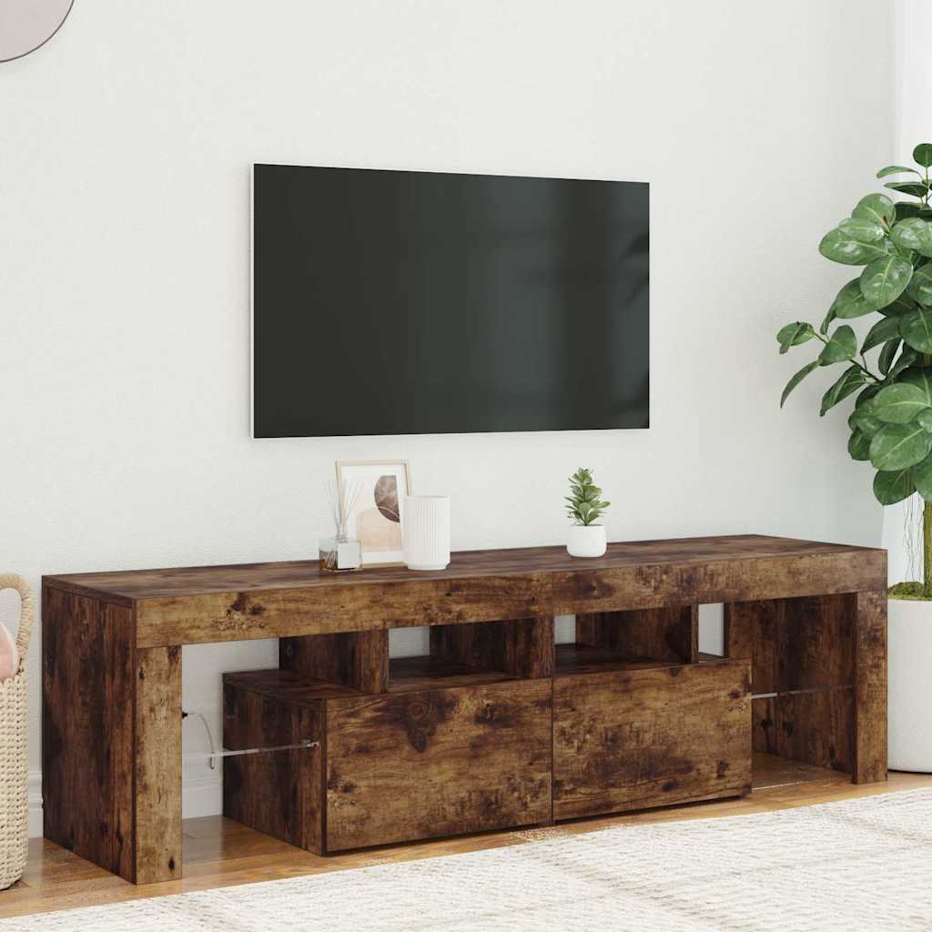 füstös tölgy színű TV-szekrény LED-lámpákkal 140 x 36,5 x 40 cm