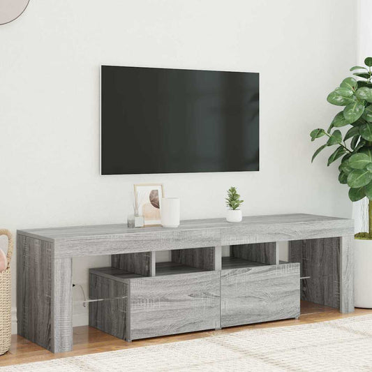 szürke sonoma színű TV-szekrény LED-világítással 140x36,5x40 cm