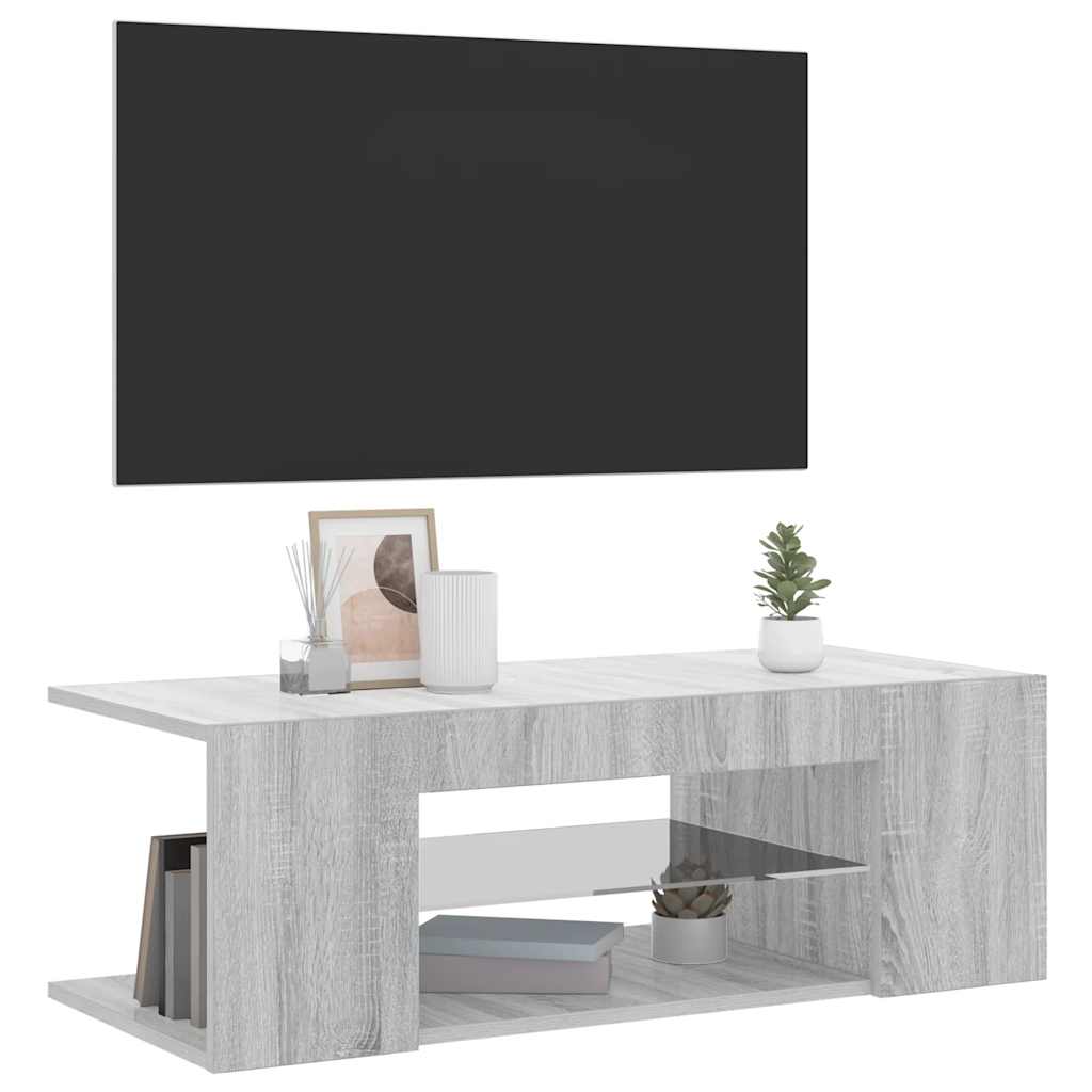 szürke sonoma színű LED-es TV-szekrény 90 x 39 x 30 cm