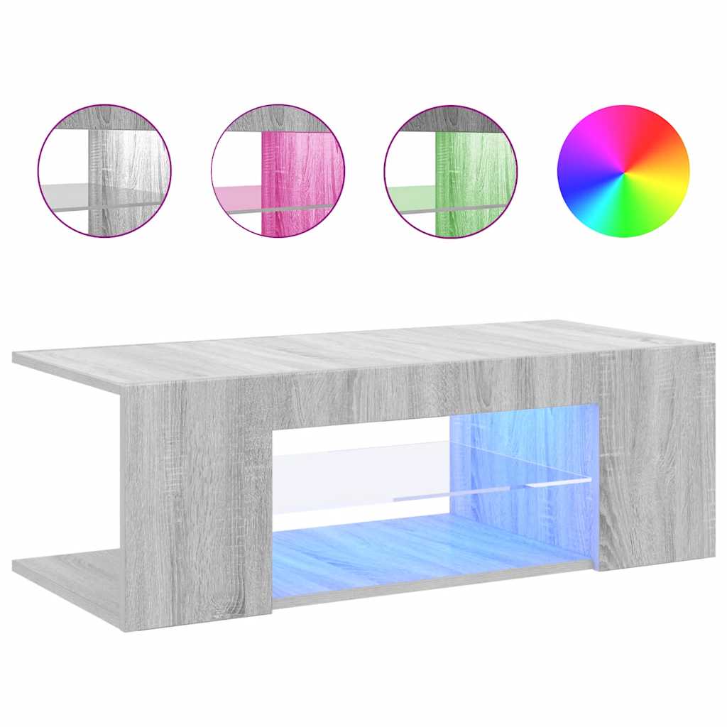 szürke sonoma színű LED-es TV-szekrény 90 x 39 x 30 cm