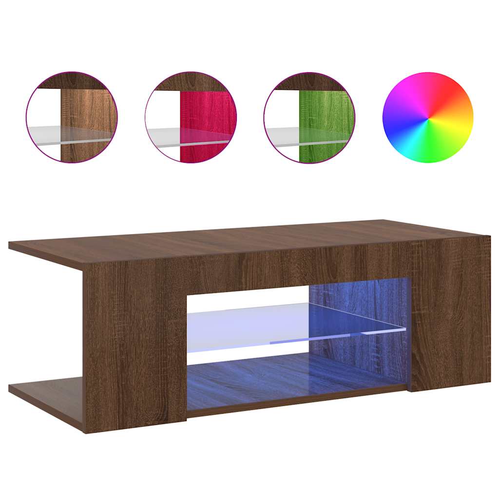 barna tölgy színű LED-es TV-szekrény 90 x 39 x 30 cm