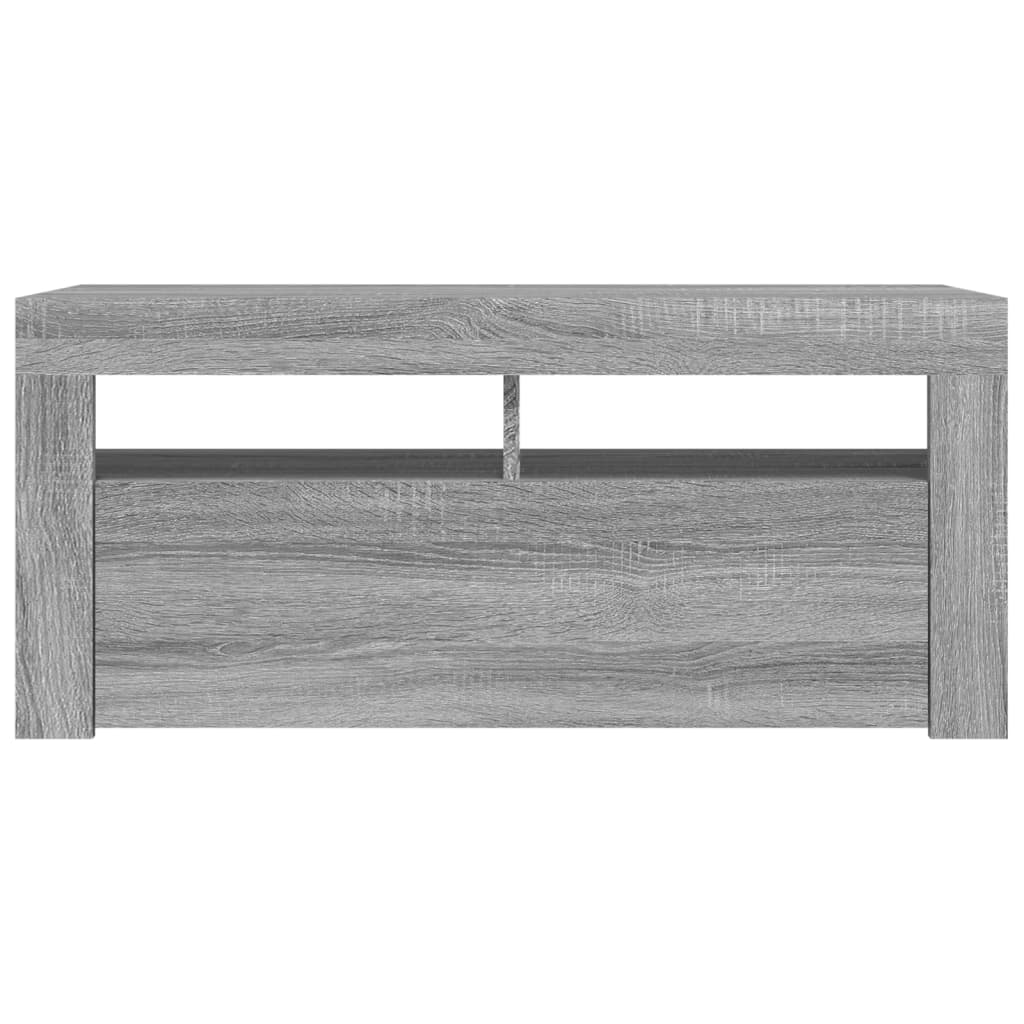 szürke sonoma színű TV-szekrény LED-világítással 90x35x40 cm