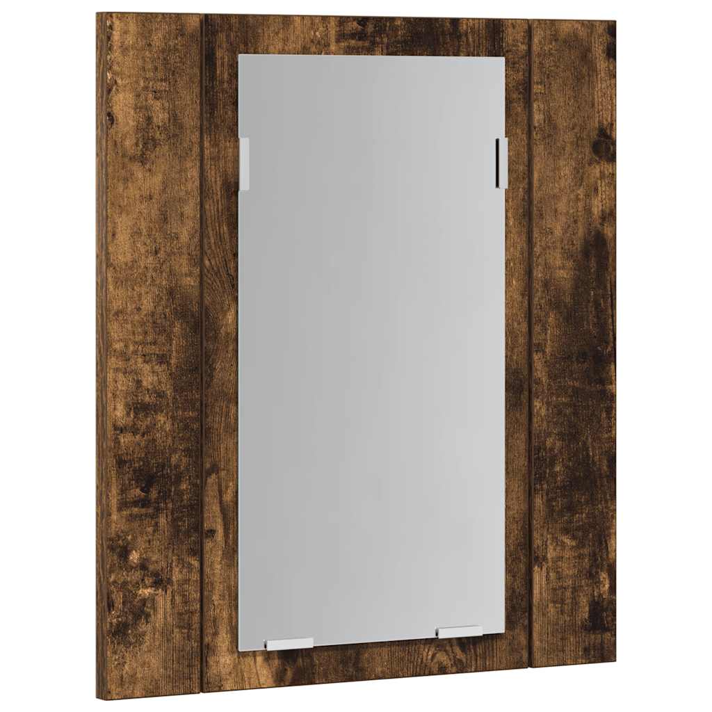 füstöstölgy színű szerelt fa LED-es tükrös szekrény 40x12x45 cm