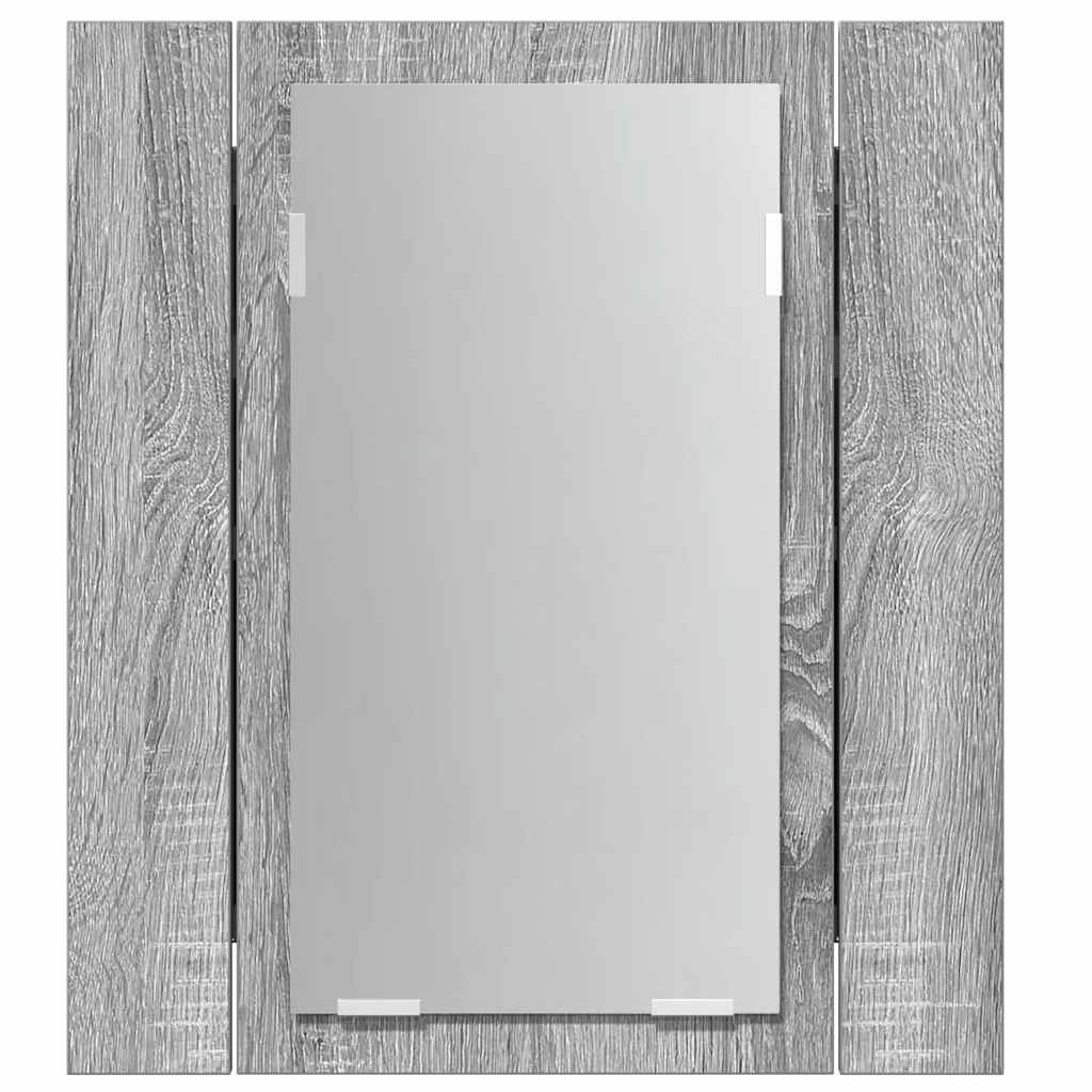 szürke sonoma szerelt fa tükrös szekrény LED-del 40x12x45 cm