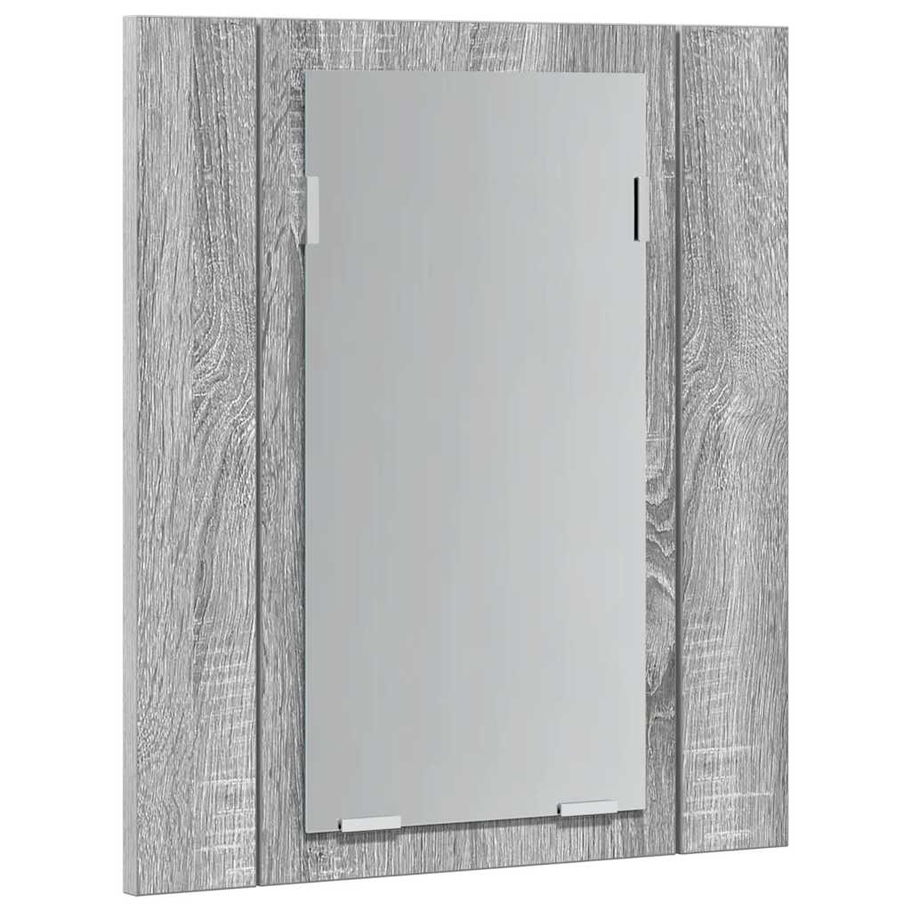 szürke sonoma szerelt fa tükrös szekrény LED-del 40x12x45 cm