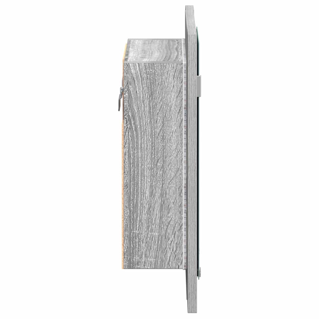 szürke sonoma szerelt fa tükrös szekrény LED-del 40x12x45 cm