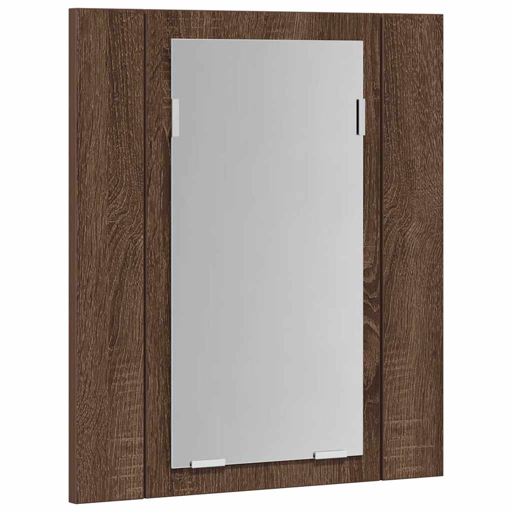 barna tölgy szerelt fa tükrös szekrény LED-del 40 x 12 x 45 cm