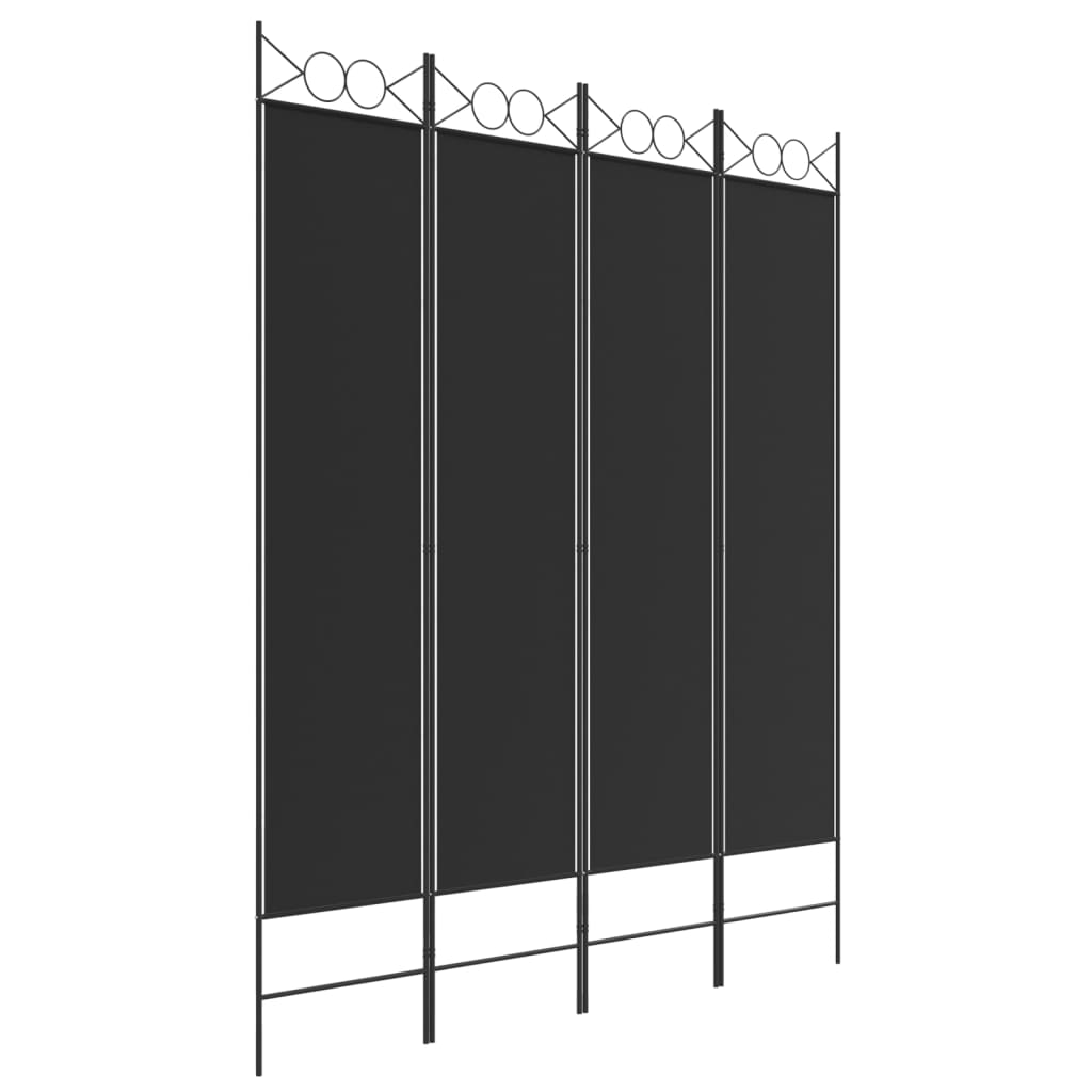 4 paneles fekete szövet térelválasztó 160x200 cm