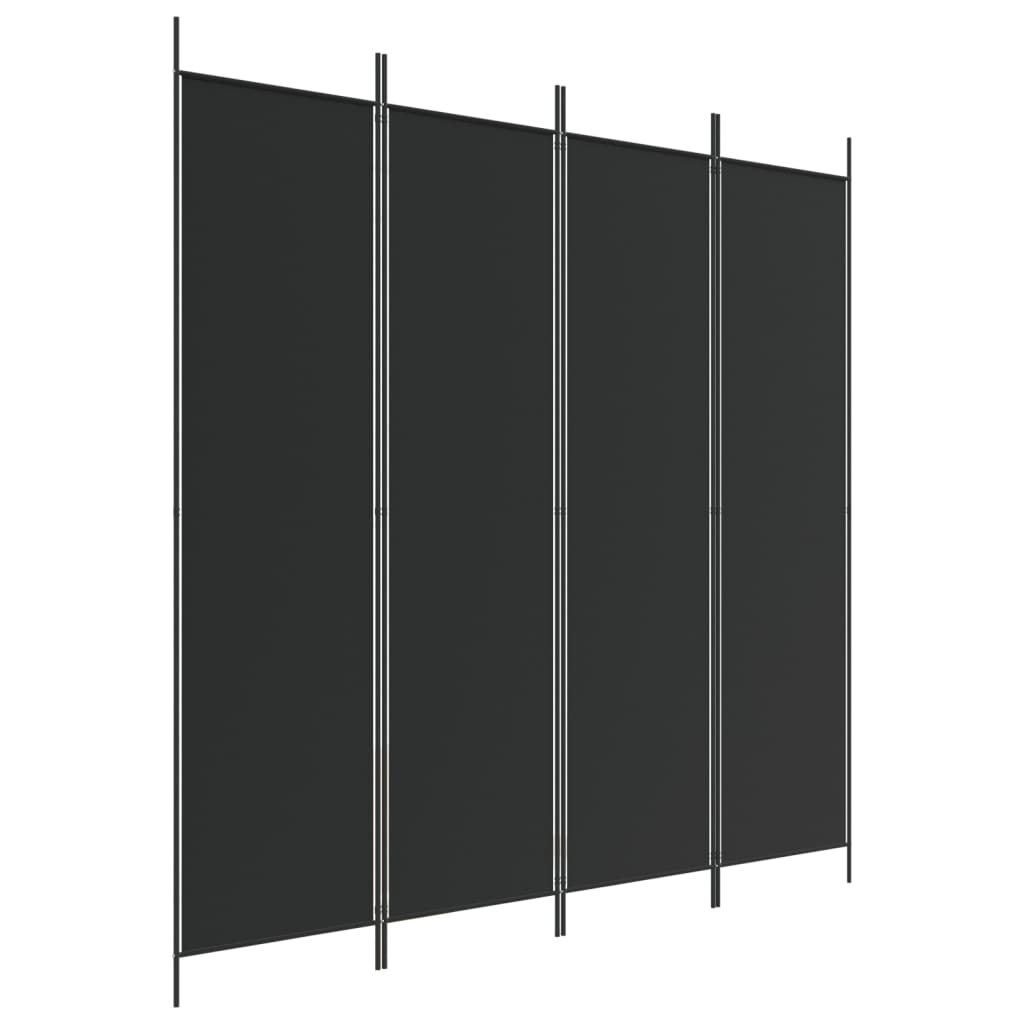 4 paneles fekete szövet térelválasztó 200 x 200 cm