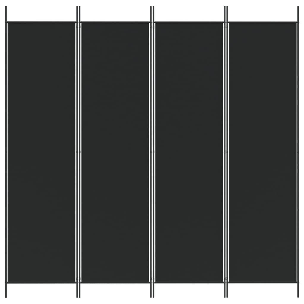 4 paneles fekete szövet térelválasztó 200 x 200 cm