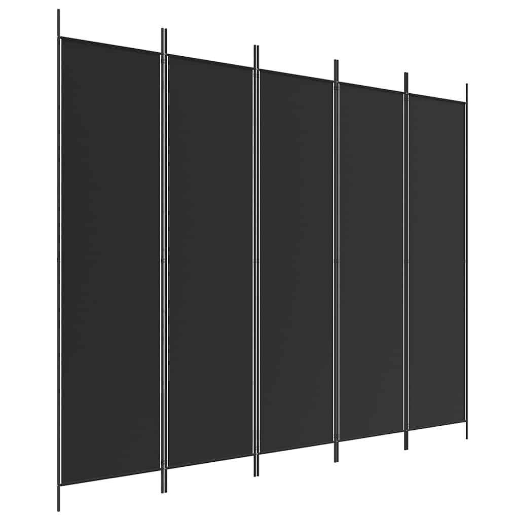 5 paneles fekete szövet térelválasztó 250x200 cm