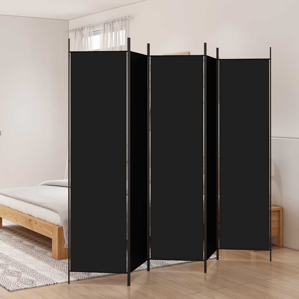 5 paneles fekete szövet térelválasztó 250x200 cm
