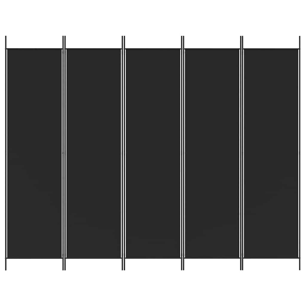 5 paneles fekete szövet térelválasztó 250x200 cm
