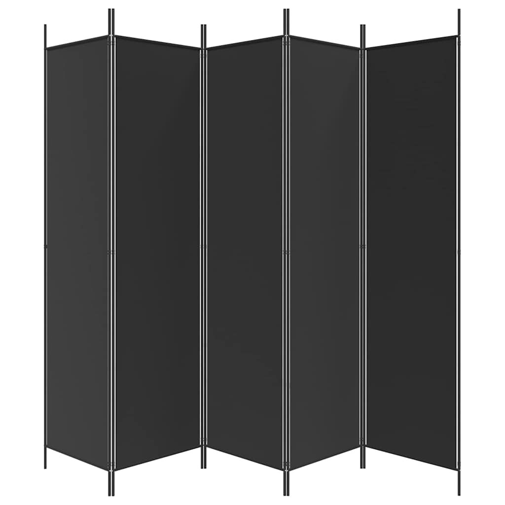 5 paneles fekete szövet térelválasztó 250x200 cm