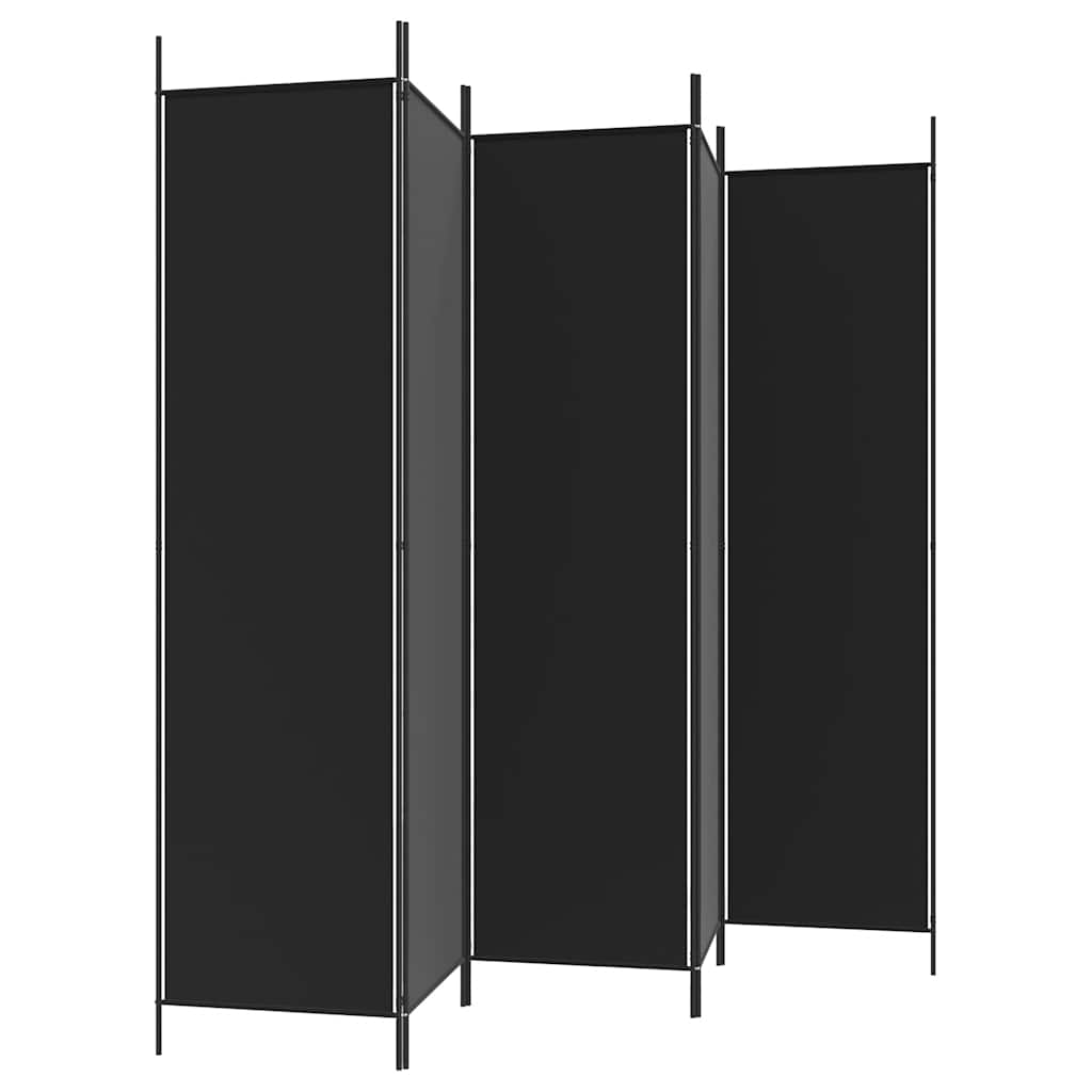 5 paneles fekete szövet térelválasztó 250x200 cm