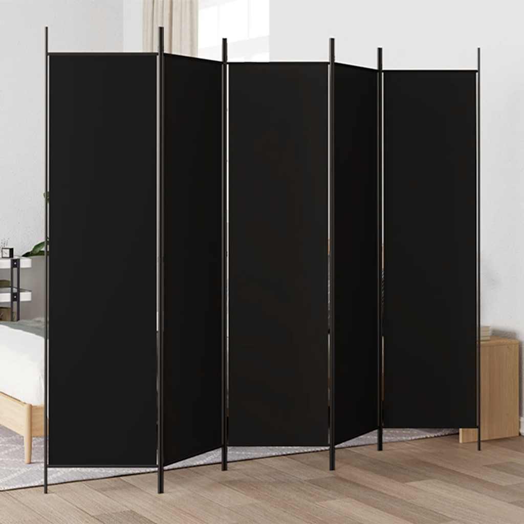 5 paneles fekete szövet térelválasztó 250x200 cm
