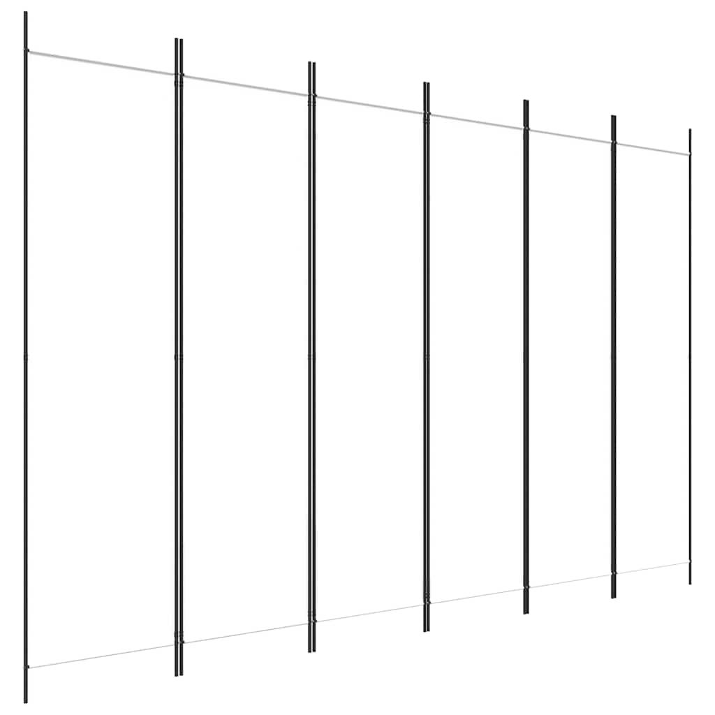 6 paneles fehér szövet térelválasztó 300x200 cm