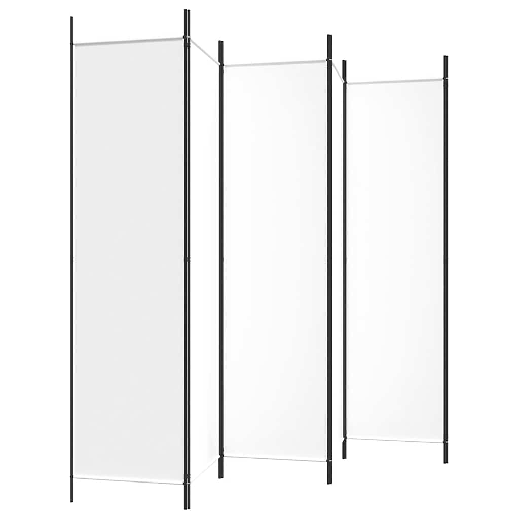 6 paneles fehér szövet térelválasztó 300x200 cm