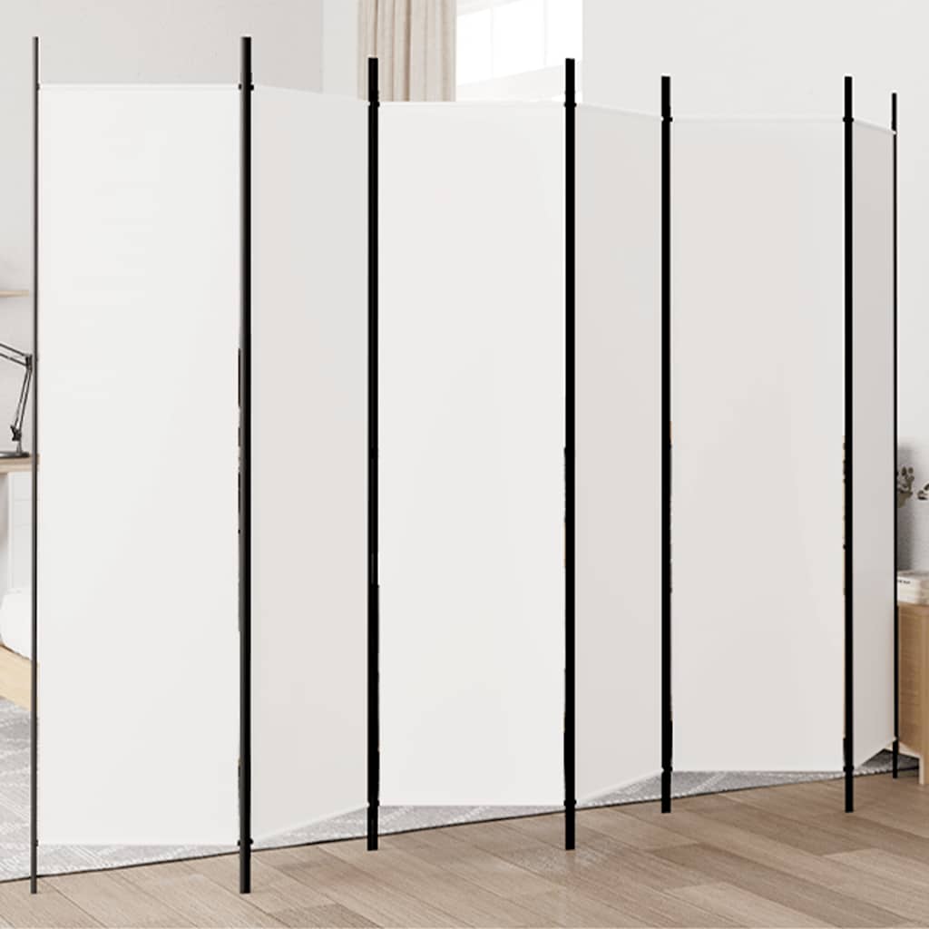 6 paneles fehér szövet térelválasztó 300x200 cm