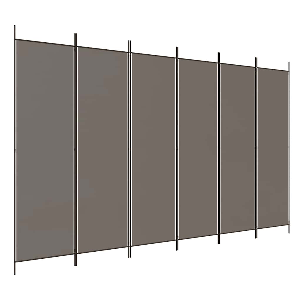 6 paneles antracitszürke szövet térelválasztó 300x200 cm