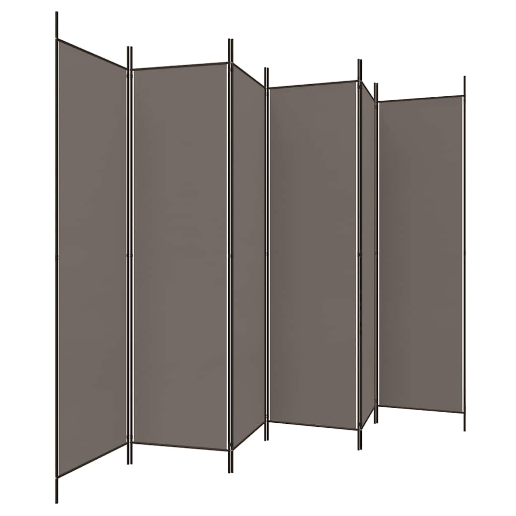 6 paneles antracitszürke szövet térelválasztó 300x200 cm