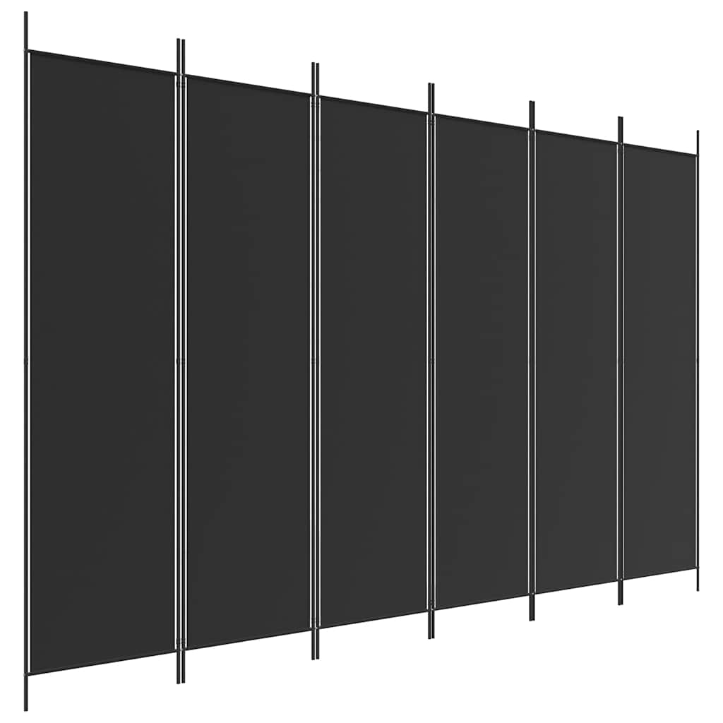 6 paneles fekete szövet térelválasztó 300x200 cm
