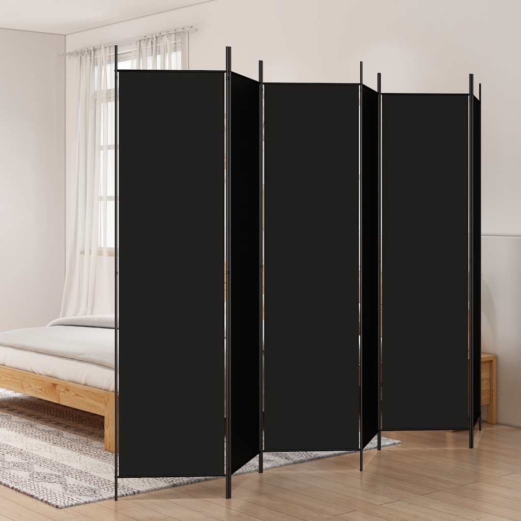 6 paneles fekete szövet térelválasztó 300x200 cm