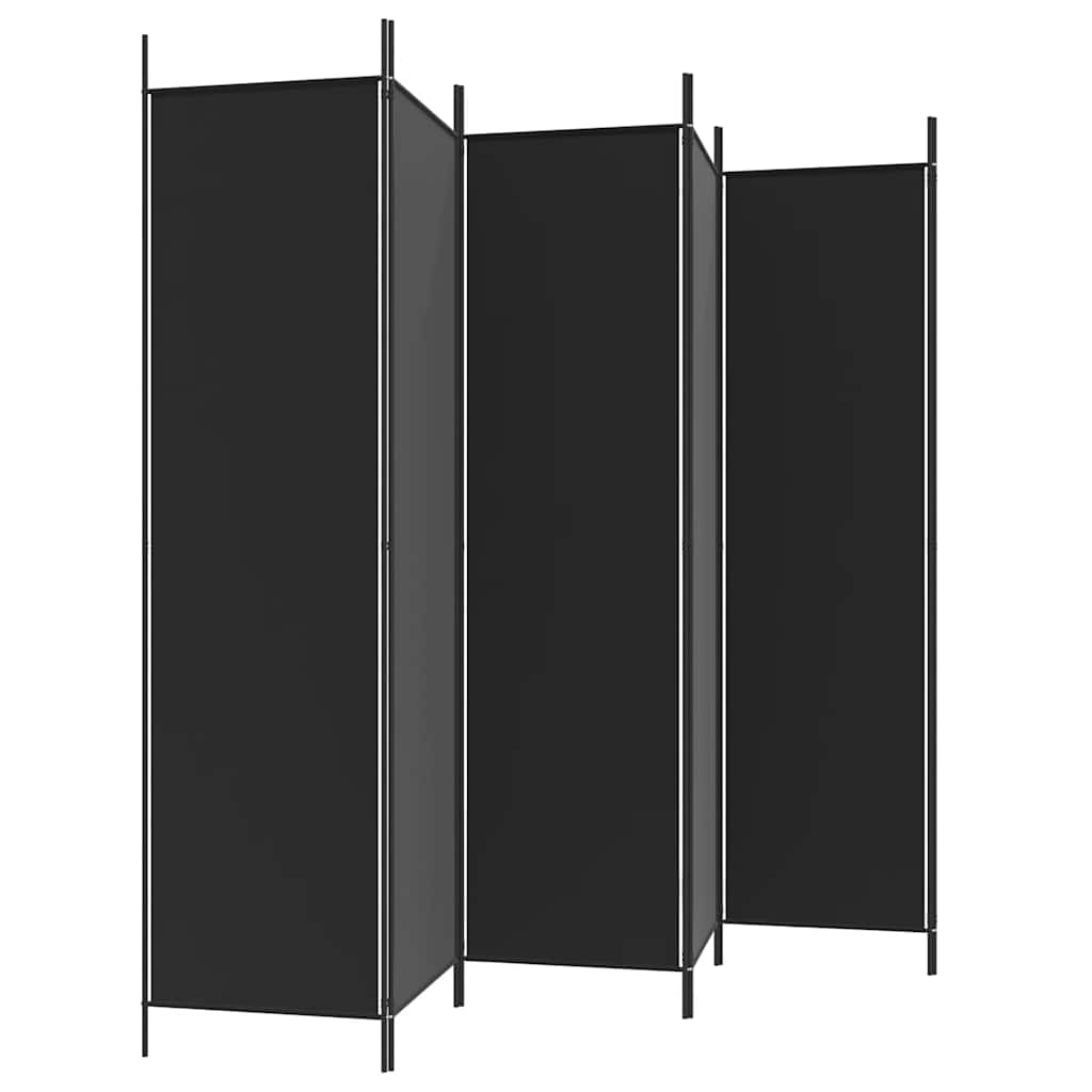 6 paneles fekete szövet térelválasztó 300x200 cm