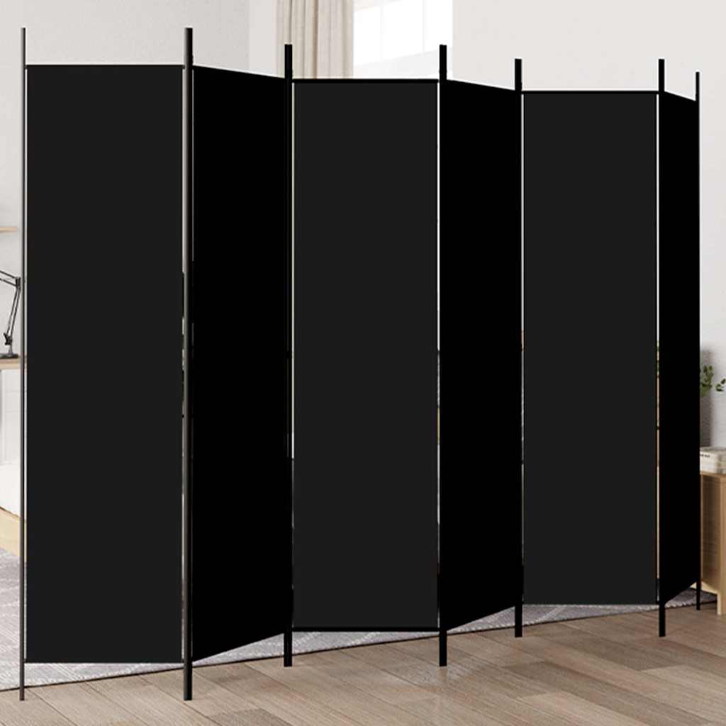 6 paneles fekete szövet térelválasztó 300x200 cm