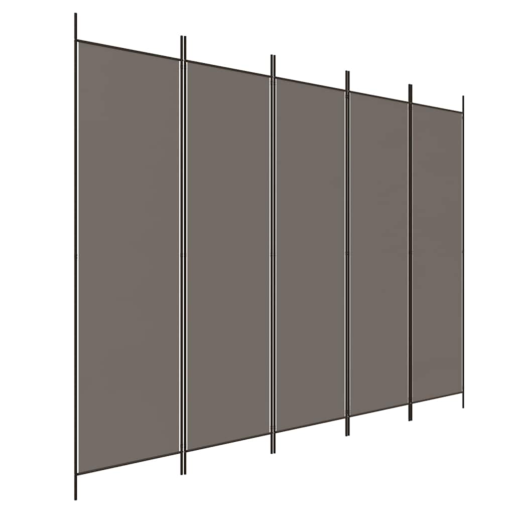 5 paneles antracitszürke szövet térelválasztó 250 x 220 cm