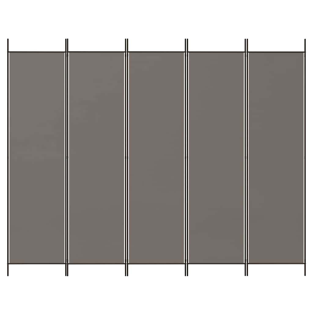 5 paneles antracitszürke szövet térelválasztó 250 x 220 cm