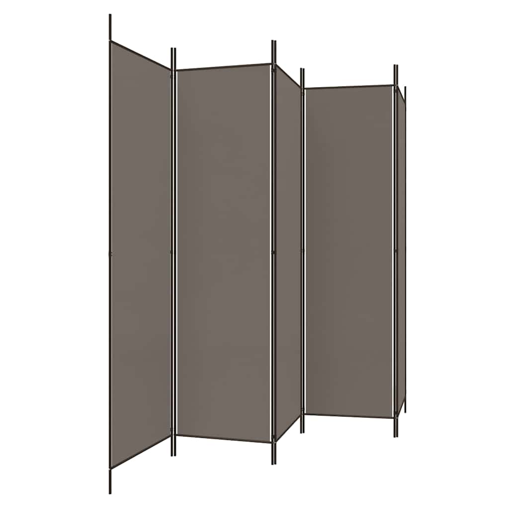 5 paneles antracitszürke szövet térelválasztó 250 x 220 cm