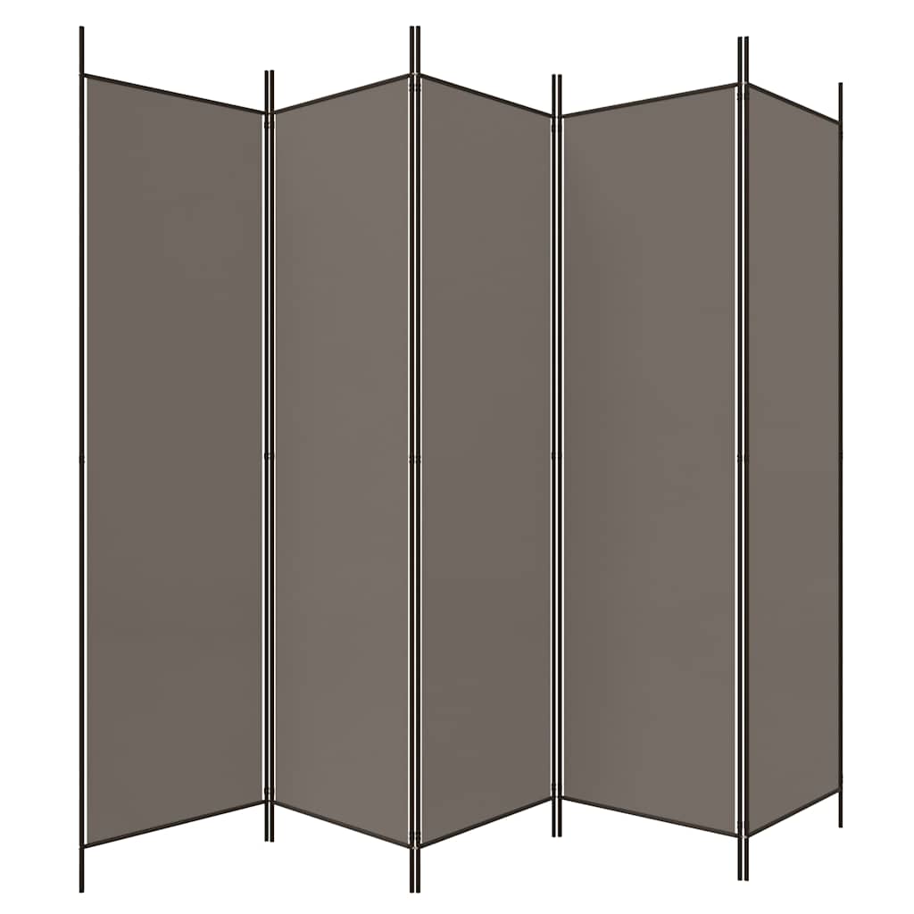 5 paneles antracitszürke szövet térelválasztó 250 x 220 cm