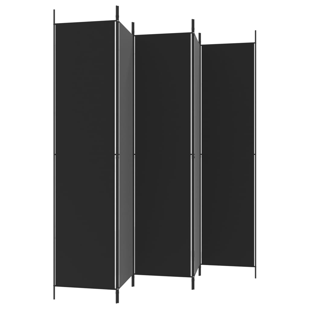 5 paneles fekete szövet térelválasztó 250x220 cm